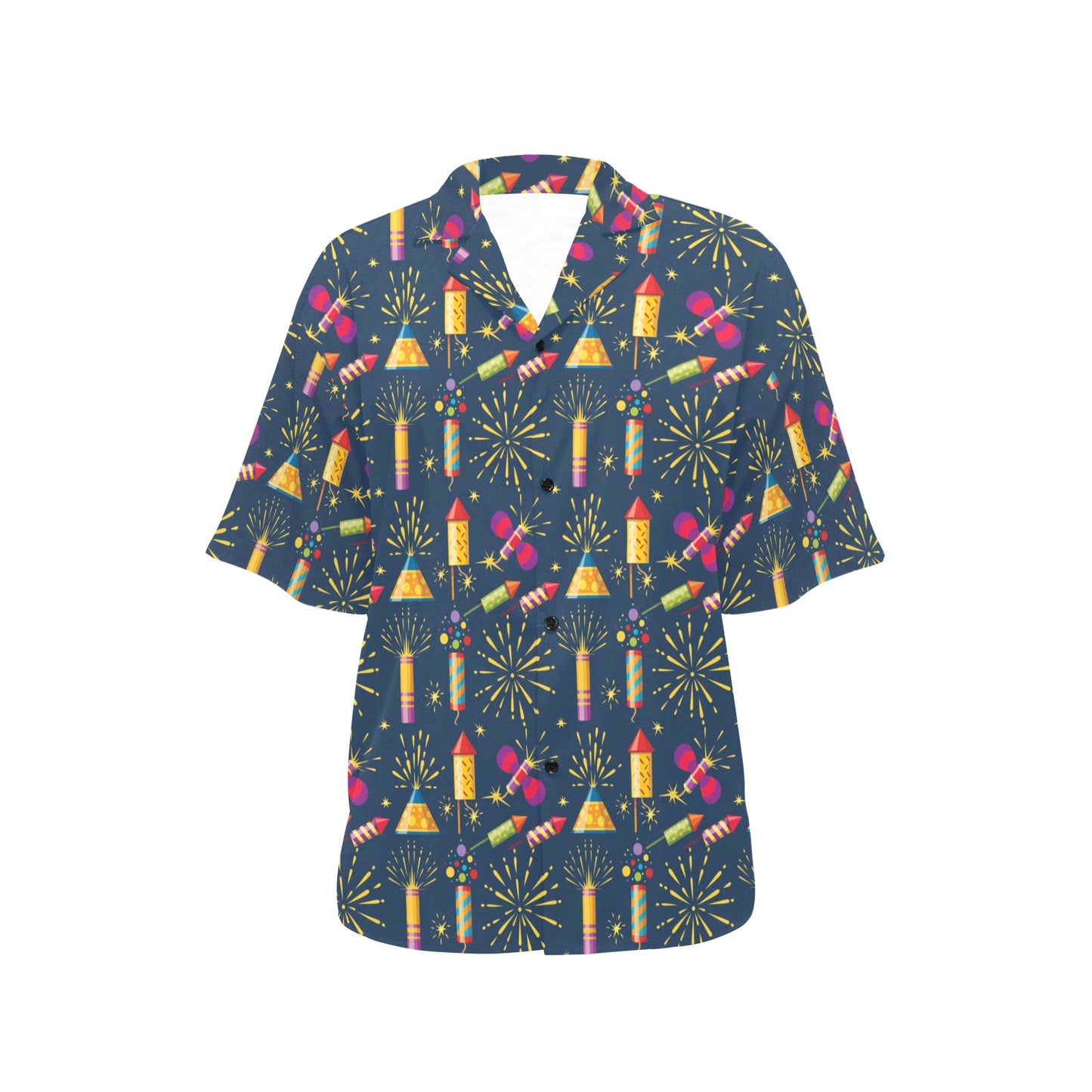Firework Sparkling Rockets Print Design LKS306 Women's Hawaiian Shirt
