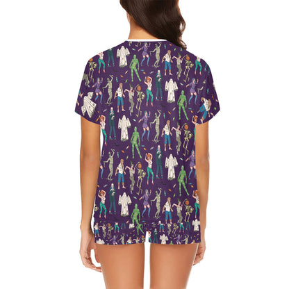 Creepy Zombie Print Design LKS302 Women's Short Pajama Set