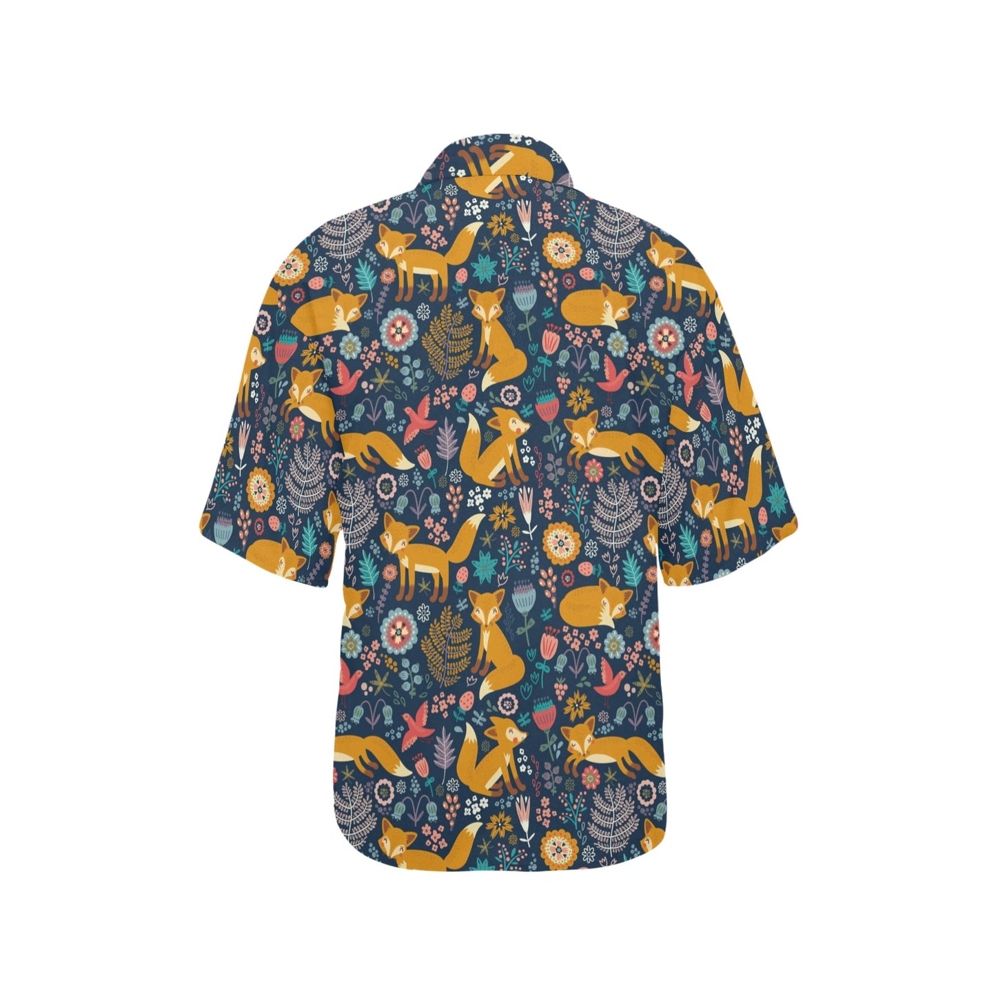 Fox Cute Jungle Print Pattern Women's Hawaiian Shirt