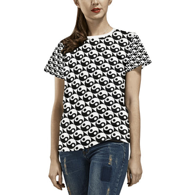 Yin Yang Print Design LKS304 Women's  T-shirt