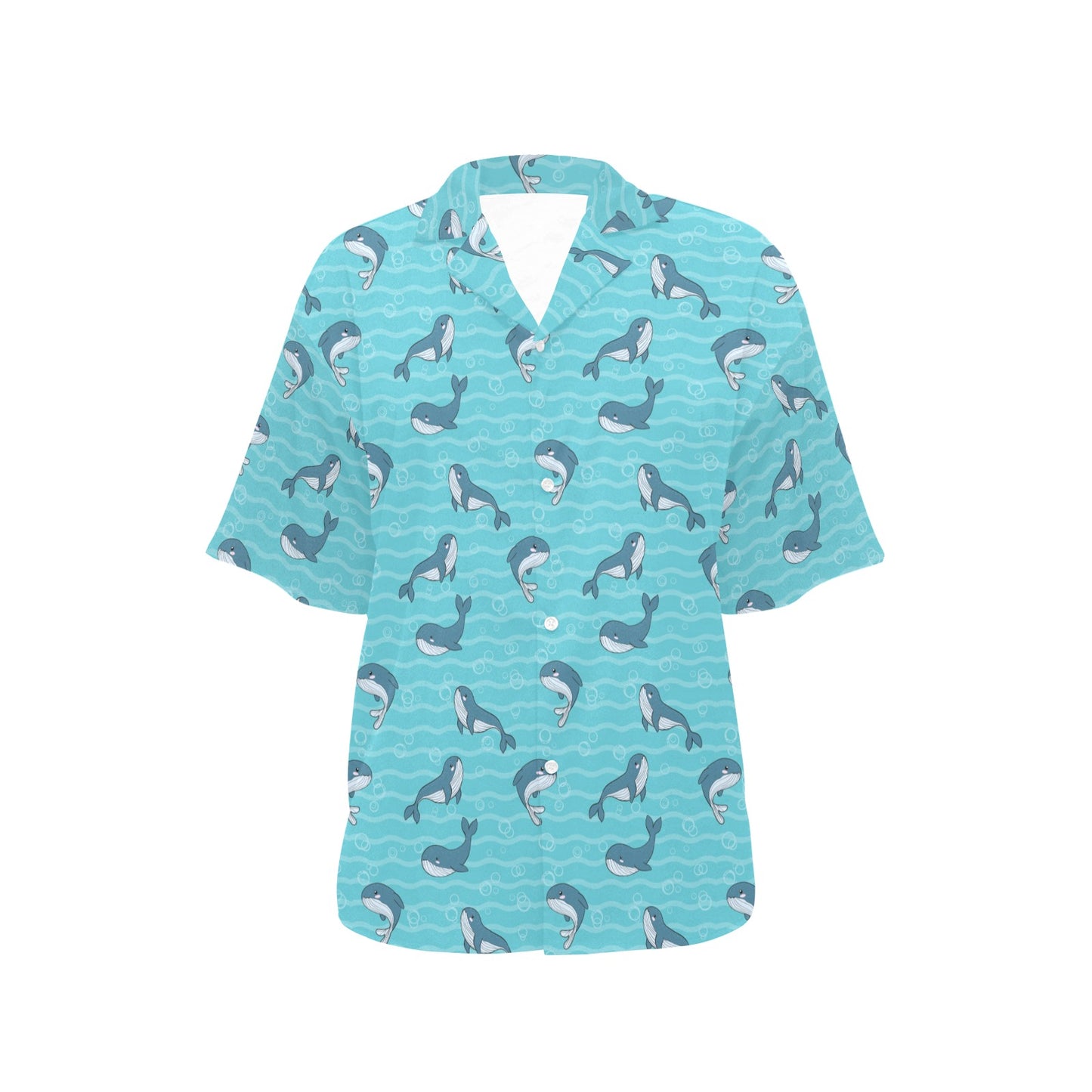 Whale Print Design LKS303 Women's Hawaiian Shirt