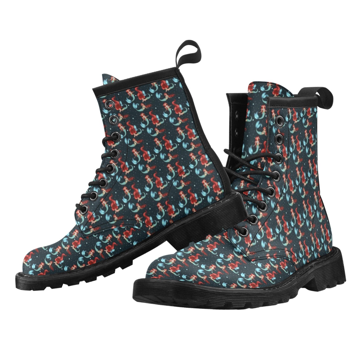 Mermaid Girl Themed Design Print Women's Boots