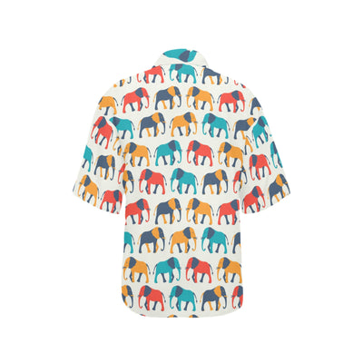 Elephant Colorful Print Pattern Women's Hawaiian Shirt