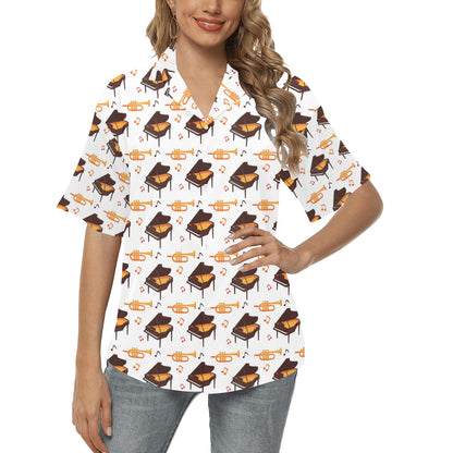 Piano Print Design LKS406 Women's Hawaiian Shirt
