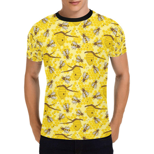Bee With Honeycomb Print Design LKS302 Men's All Over Print T-shirt