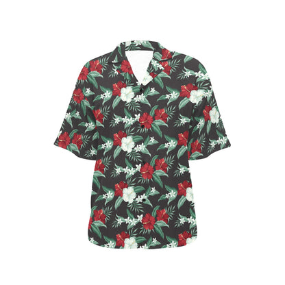 Tropical Flower Print Design LKS303 Women's Hawaiian Shirt