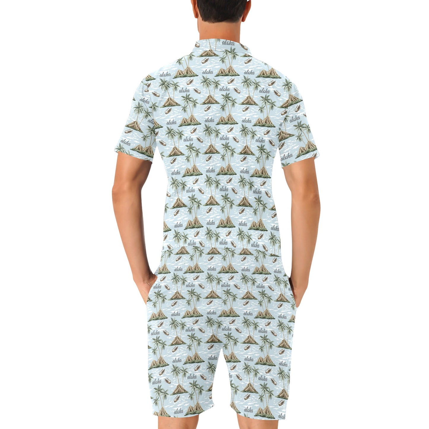 Aloha Hawaii island Design Themed Print Men's Romper