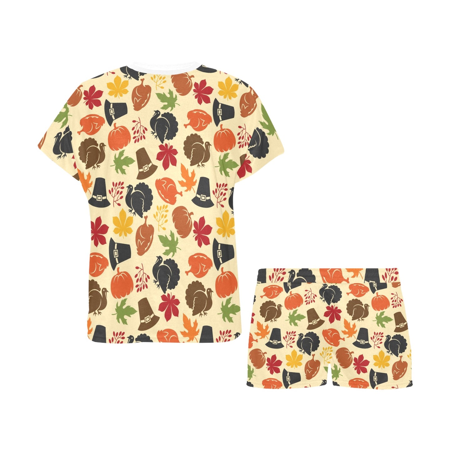 Thanksgiving Print Design LKS303 Women's Short Pajama Set
