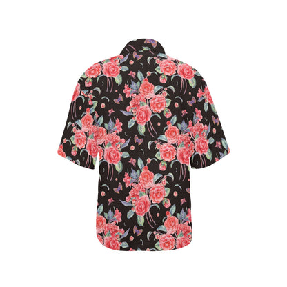 Camellia Pattern Print Design CM03 Women's Hawaiian Shirt