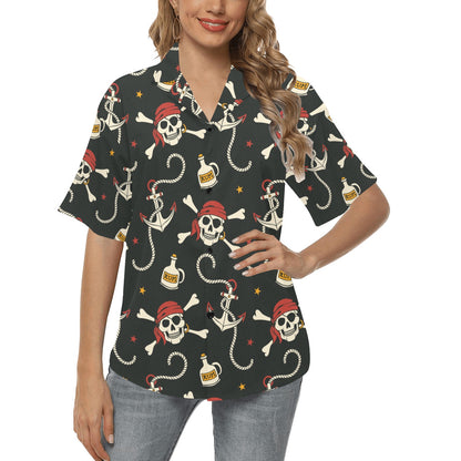 Pirate Pattern Print Design A02 Women's Hawaiian Shirt