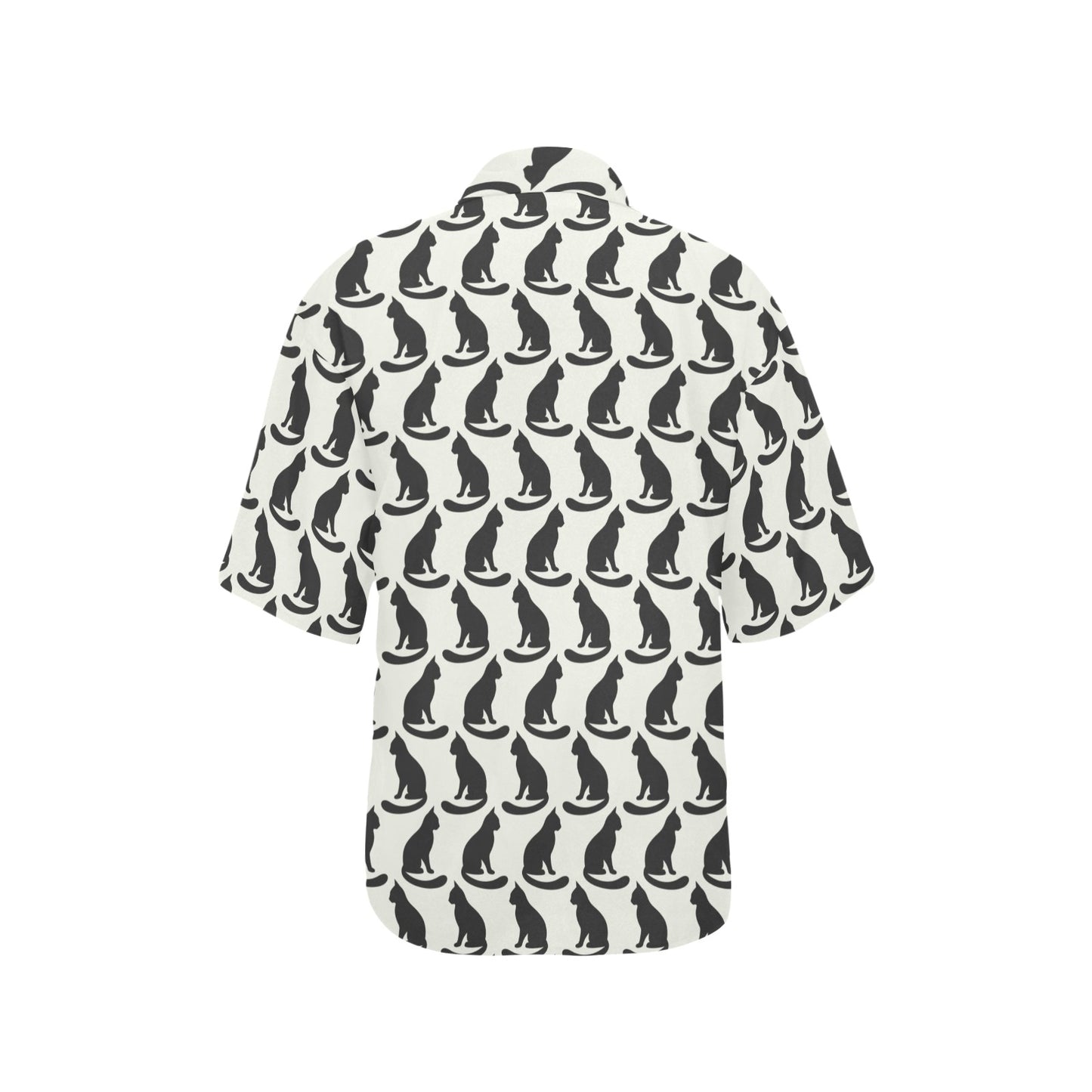 Black Cat Pattern Print Design 02 Women's Hawaiian Shirt