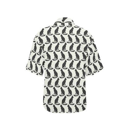 Black Cat Pattern Print Design 02 Women's Hawaiian Shirt