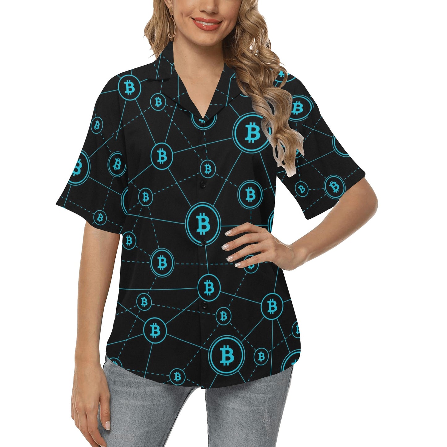 Cryptocurrency Pattern Print Design 01 Women's Hawaiian Shirt