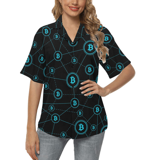 Cryptocurrency Pattern Print Design 01 Women's Hawaiian Shirt