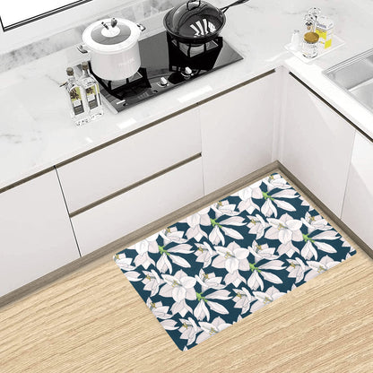 Amaryllis Pattern Print Design 01 Kitchen Mat