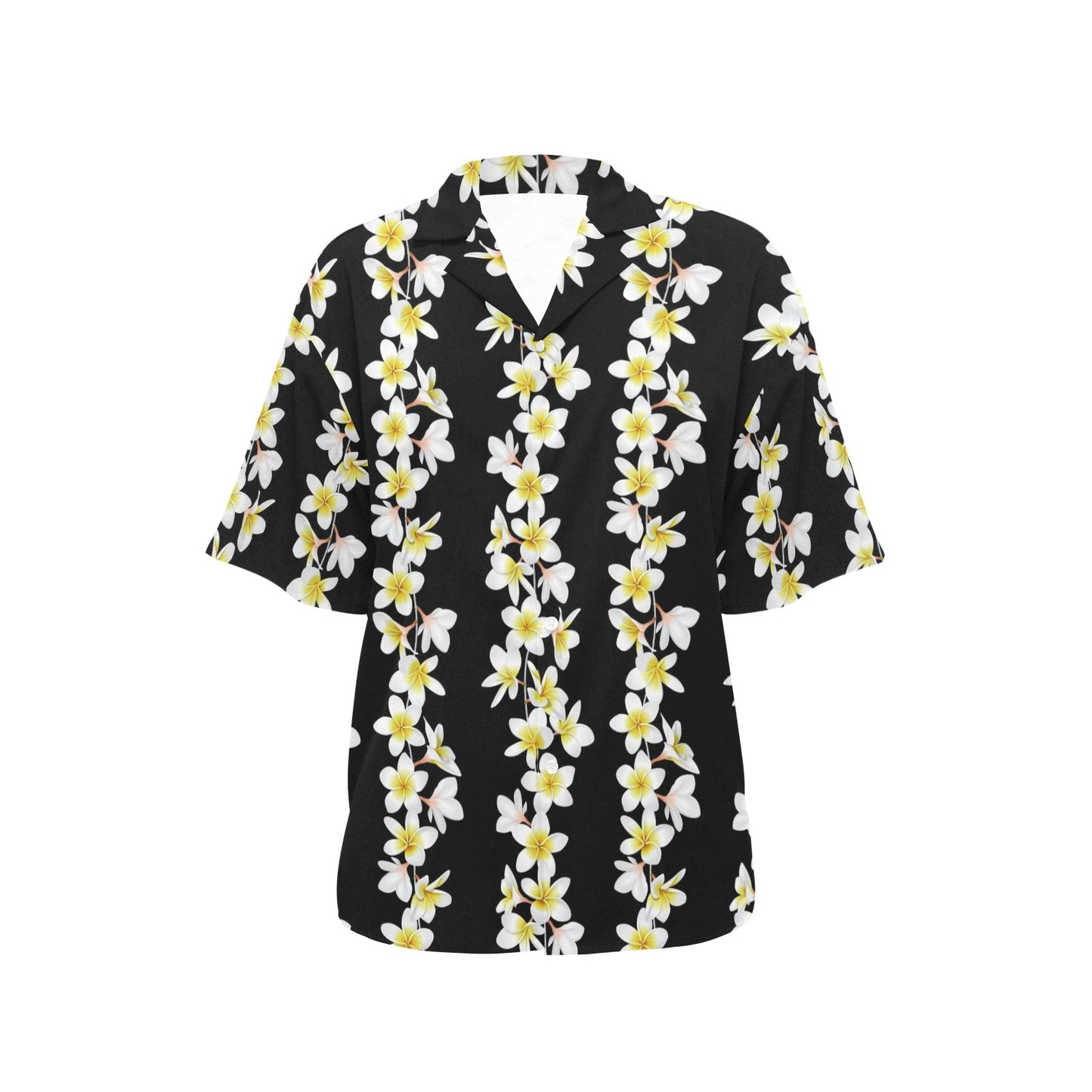 White Plumeria Pattern Print Design PM08 Women's Hawaiian Shirt