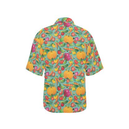 Vegan Colorful Themed Design Print Women's Hawaiian Shirt