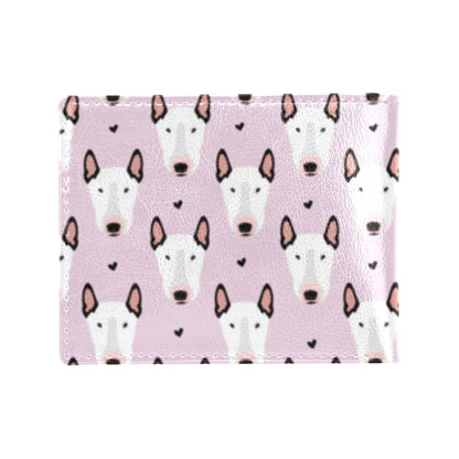 Bull Terrier Pink Print Pattern Men's ID Card Wallet