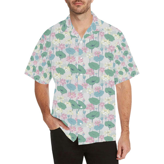 Water Lily Print Design LKS305 Men's Hawaiian Shirt