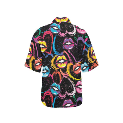 Pop Art Lip Pattern Print Design A03 Women's Hawaiian Shirt