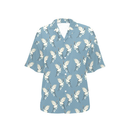 Crane Pattern Print Design 05 Women's Hawaiian Shirt