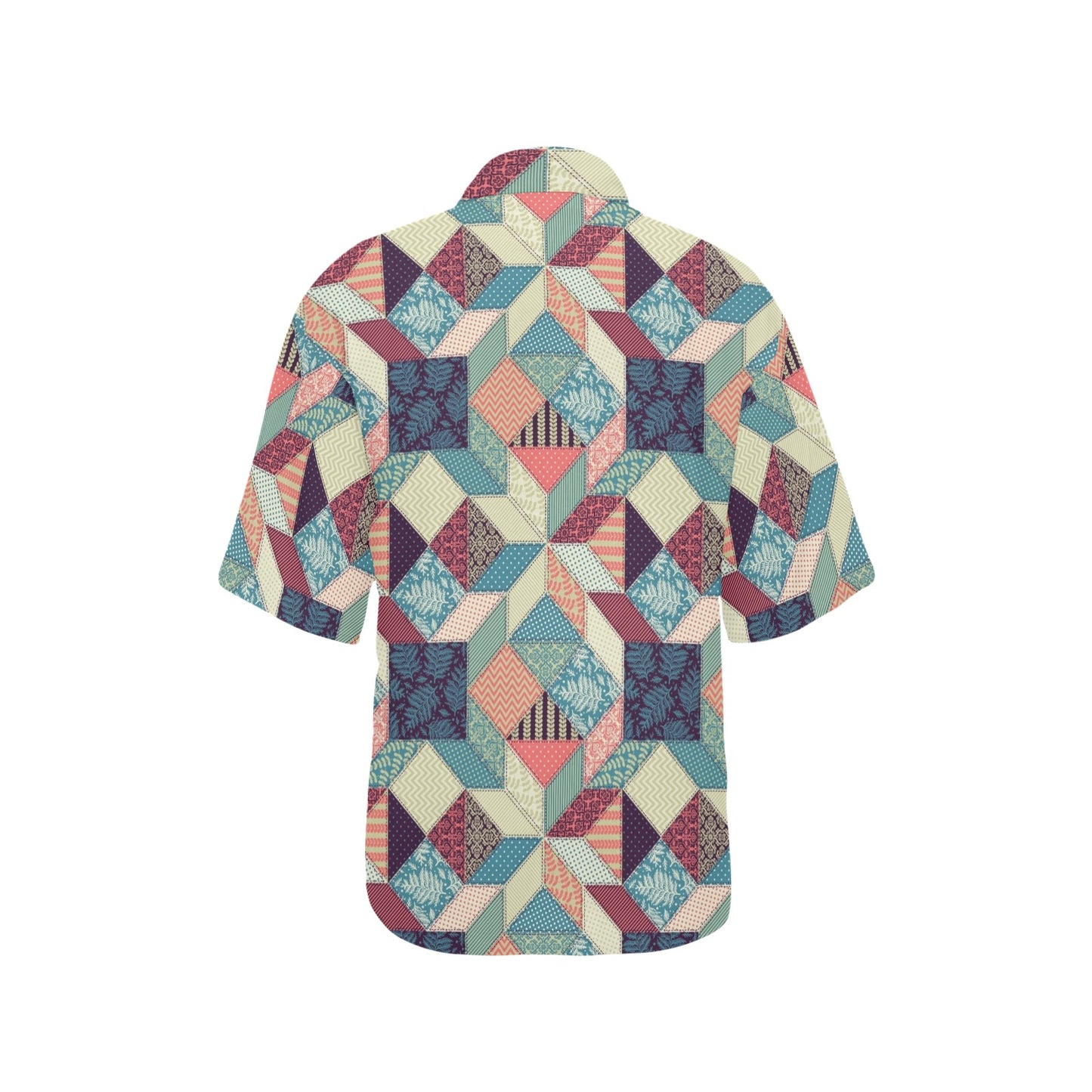 Patchwork Pattern Print Design 02 Women's Hawaiian Shirt