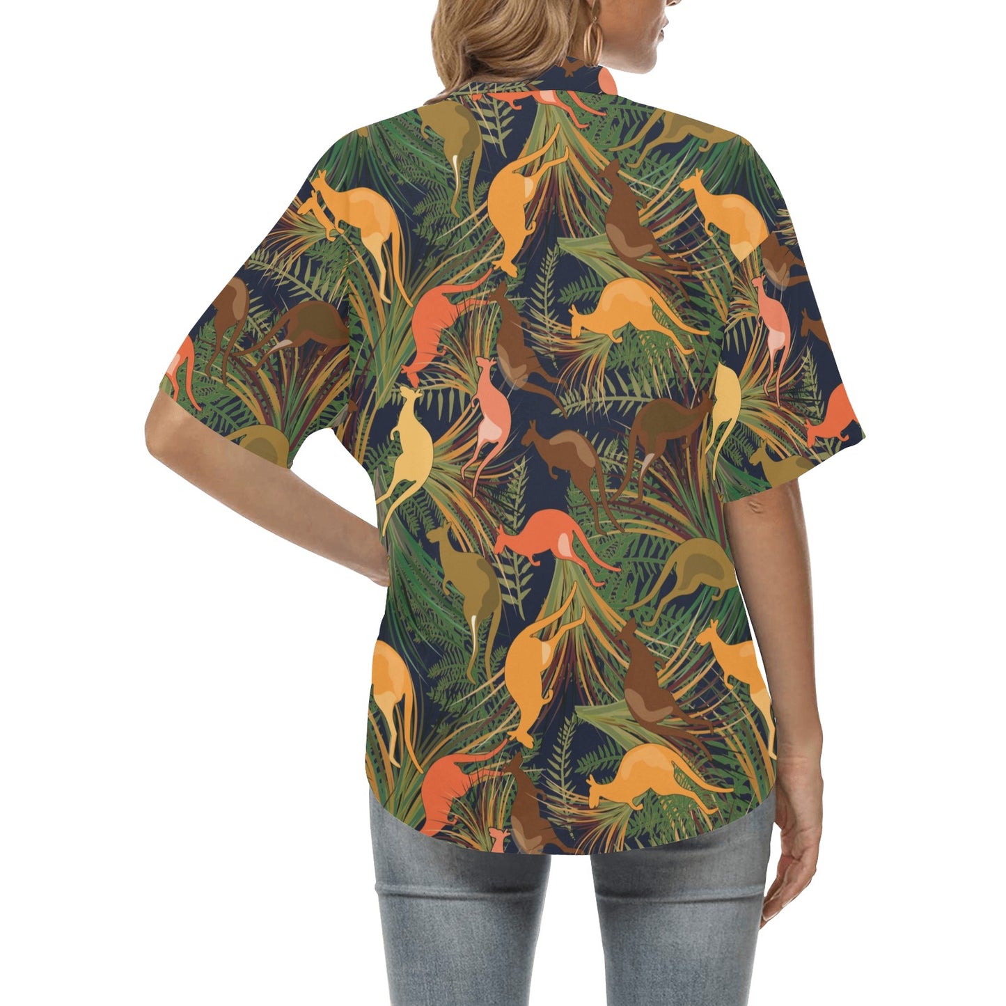 Kangaroos Pattern Print Design 07 Women's Hawaiian Shirt