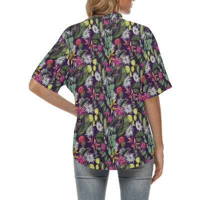 Cactus Pattern Print Design 08 Women's Hawaiian Shirt