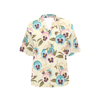 Pansy Pattern Print Design A02 Women's Hawaiian Shirt