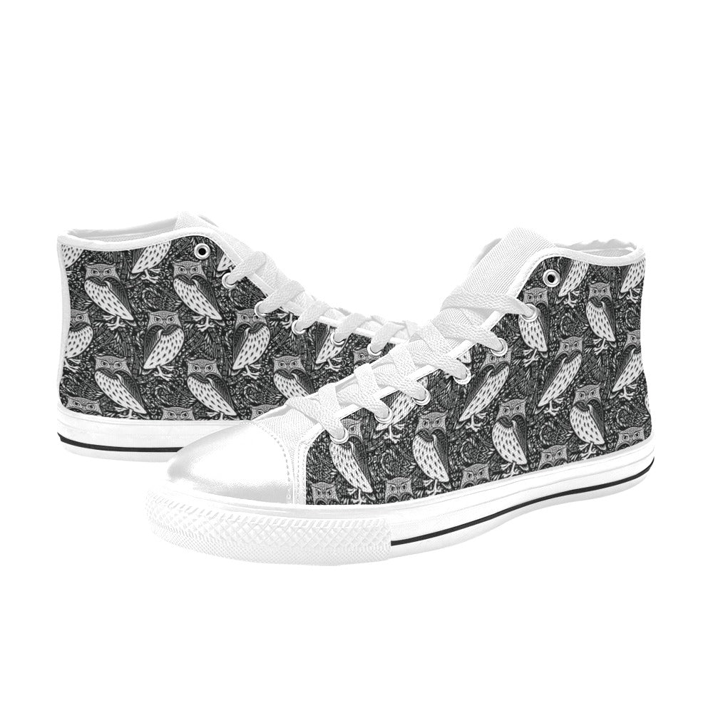 Tribal Pattern Print Design LKS308 High Top Women's White Shoes