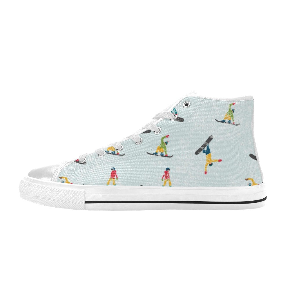 Snowboard Print Design LKS304 High Top Women's White Shoes
