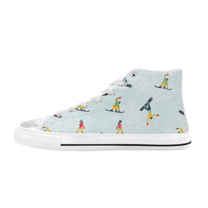 Snowboard Print Design LKS304 High Top Women's White Shoes