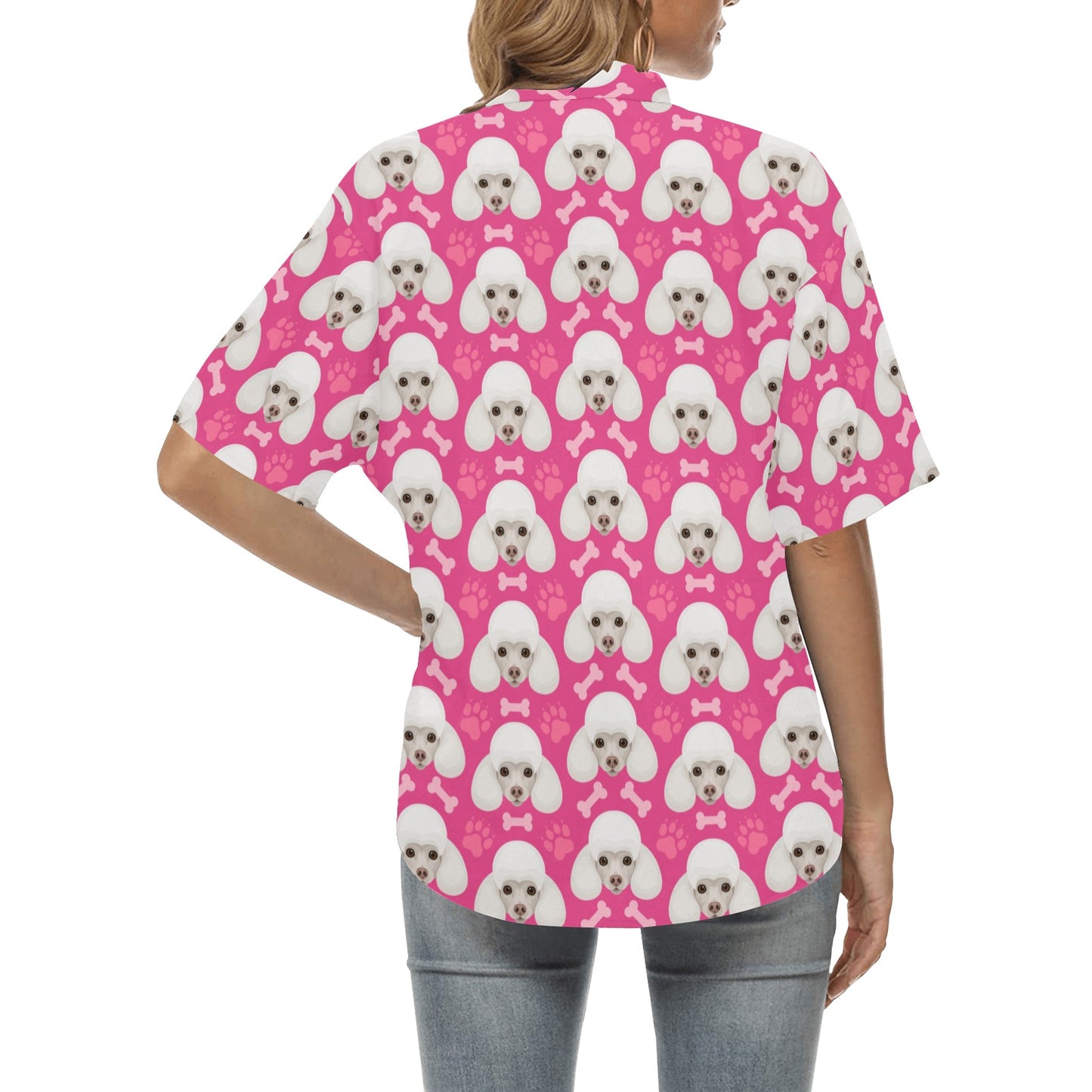 Poodle Pattern Print Design A04 Women's Hawaiian Shirt