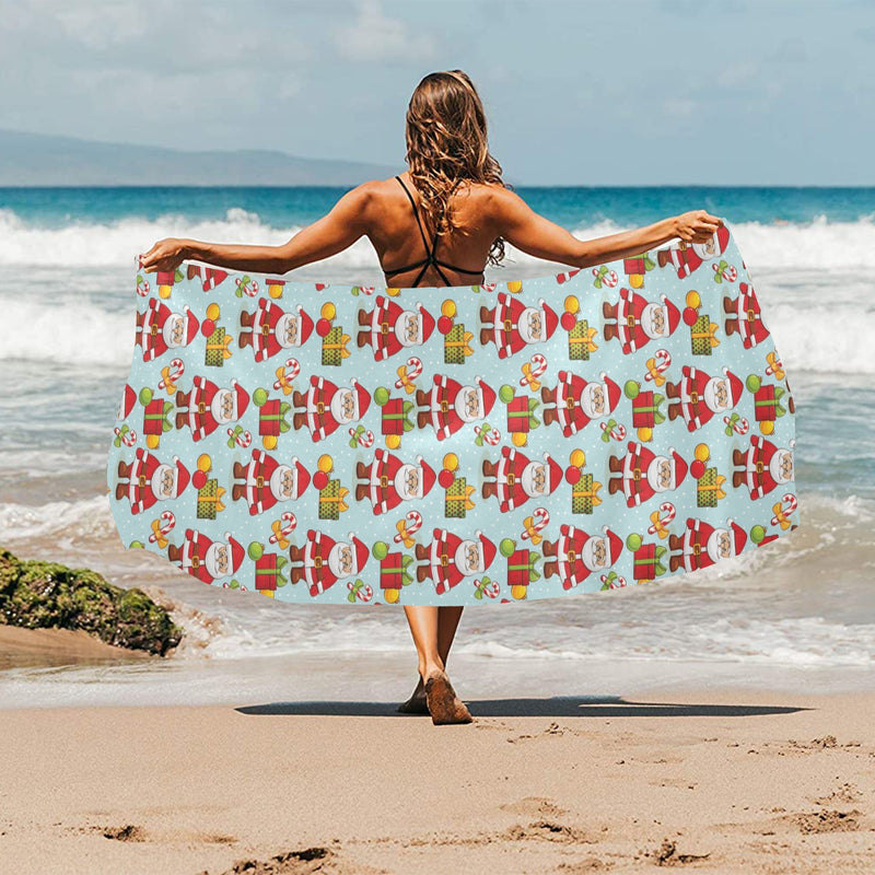 Santa Christmas Themed Print Design LKS303 Beach Towel 32" x 71"