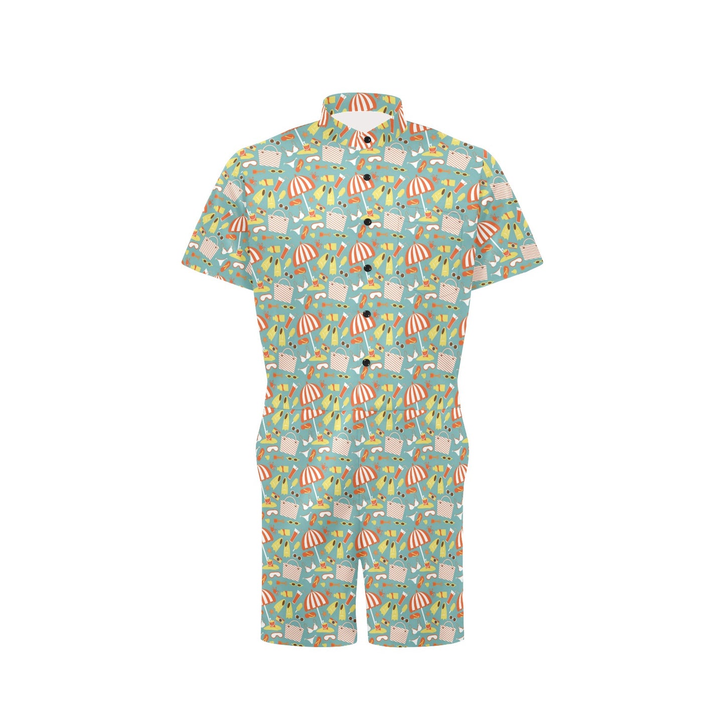 Beach Scene Pattern Print Design 02 Men's Romper
