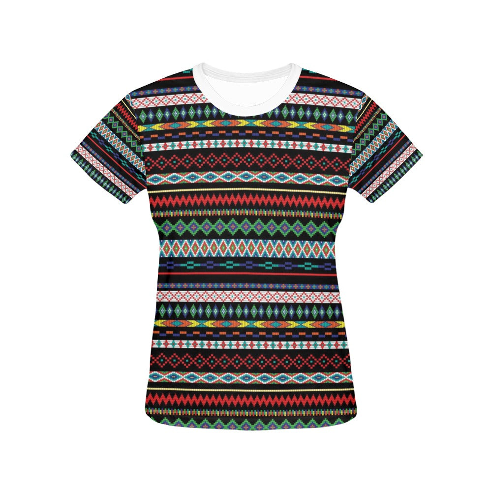Southwest Pattern Print Design LKS302 Women's  T-shirt