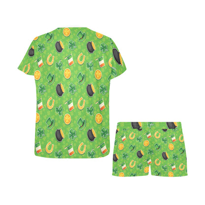 Shamrock Saint Patrick's Day Print Design LKS302 Women's Short Pajama Set