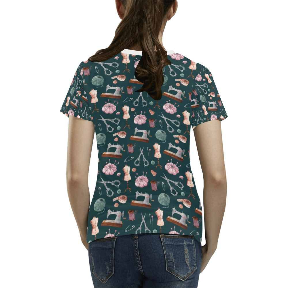 Sewing Equipment Print Design LKS307 Women's  T-shirt