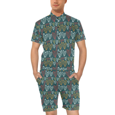 Rooster Hand Draw Design Men's Romper