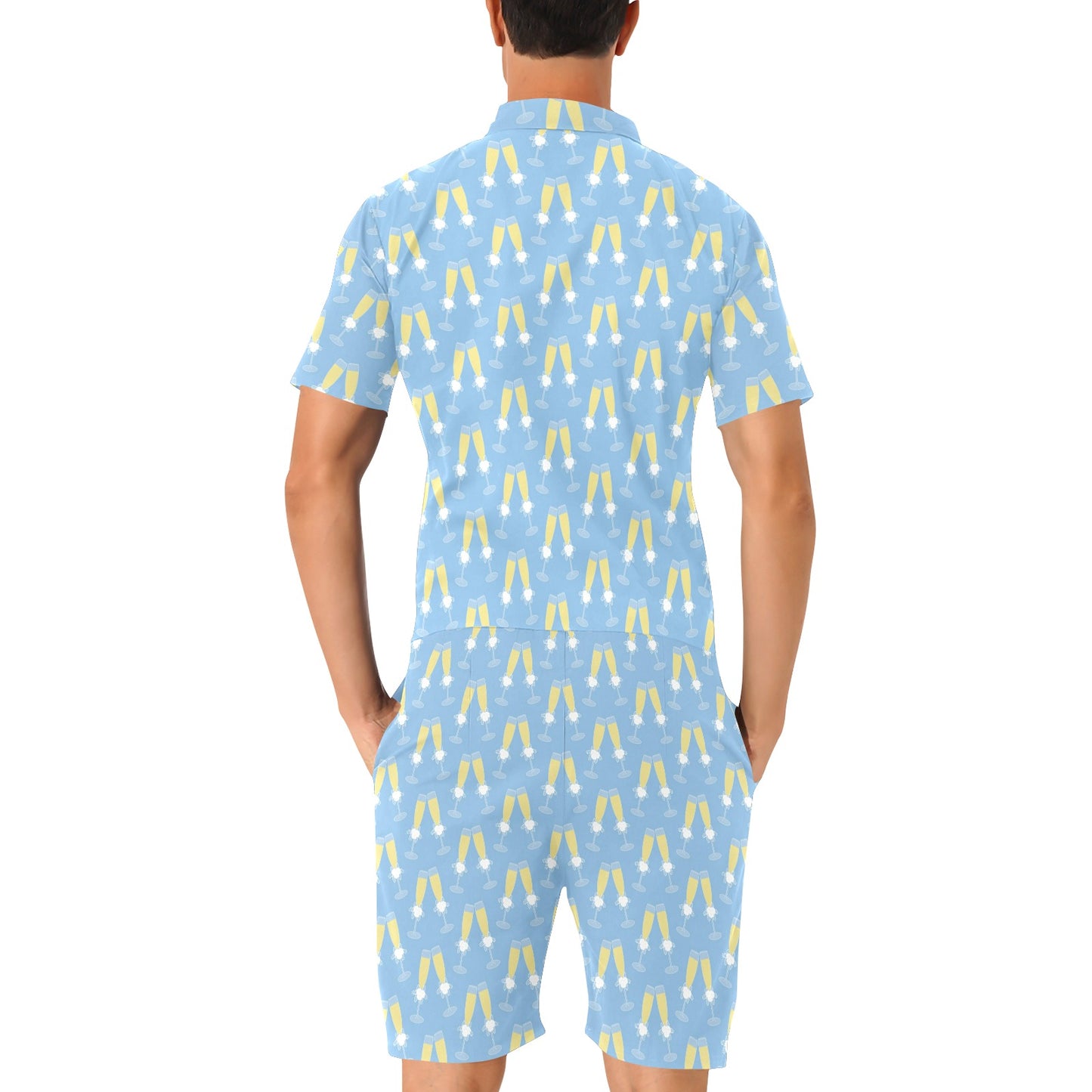 Champagne Pattern Print Design 06 Men's Romper