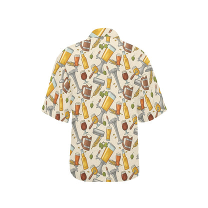 Beer Pattern Print Design 05 Women's Hawaiian Shirt