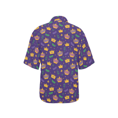 Mardi Gras Pattern Print Design 03 Women's Hawaiian Shirt