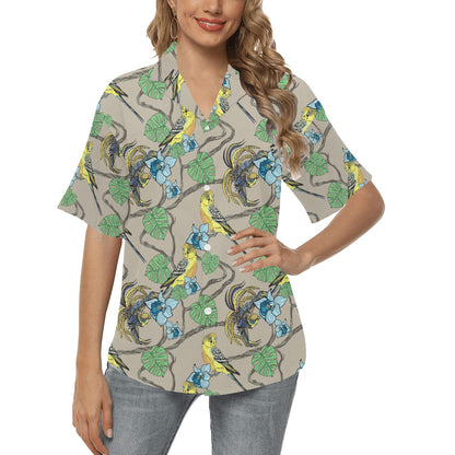 Parakeet Pattern Print Design A02 Women's Hawaiian Shirt