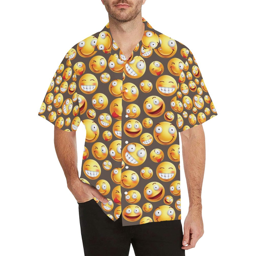 Smiley Face Emoji Print Design LKS303 Men's Hawaiian Shirt