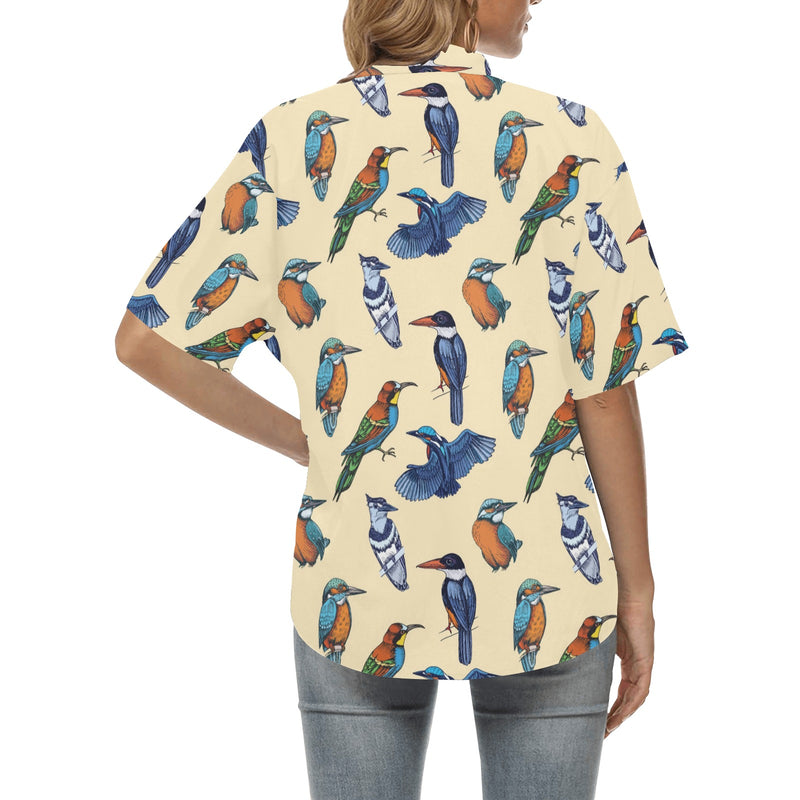 Kingfisher Bird Pattern Print Design 04 Women's Hawaiian Shirt