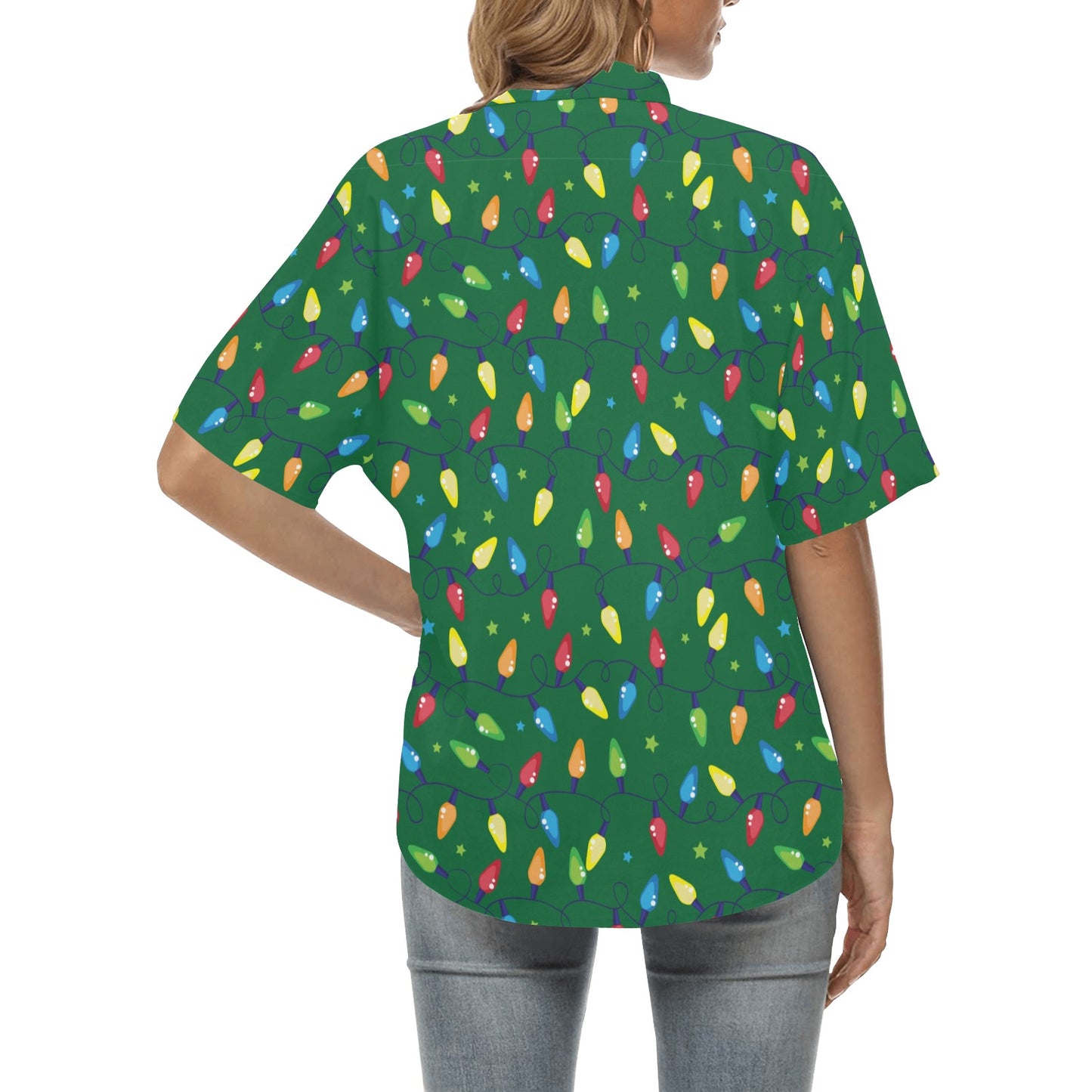 Christmas Light Pattern Print Design 02 Women's Hawaiian Shirt
