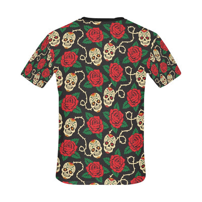 Sugar Skull Red Rose Print Design LKS301 Men's All Over Print T-shirt