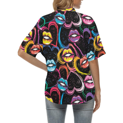 Pop Art Lip Pattern Print Design A03 Women's Hawaiian Shirt