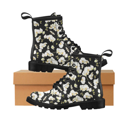 Orchid White Pattern Print Design OR011 Women's Boots