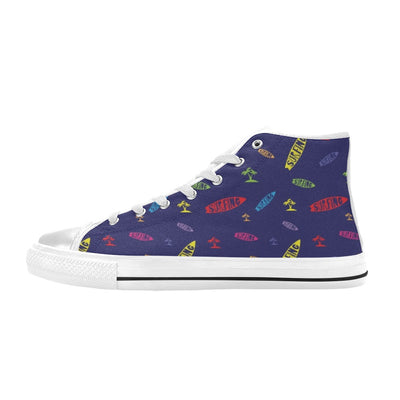 Surfboard Print Design LKS305 High Top Women's White Shoes